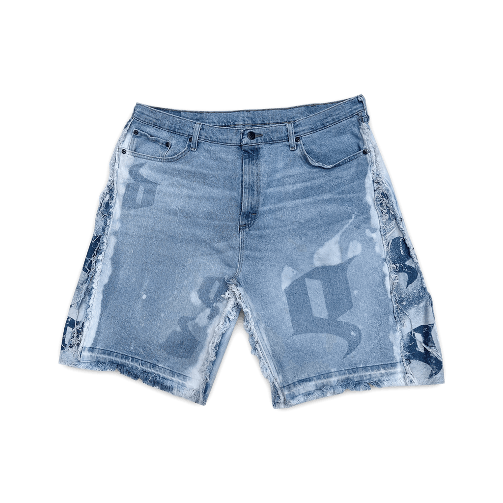 "Bleached Indigo" Baggy Flared Jorts image 0