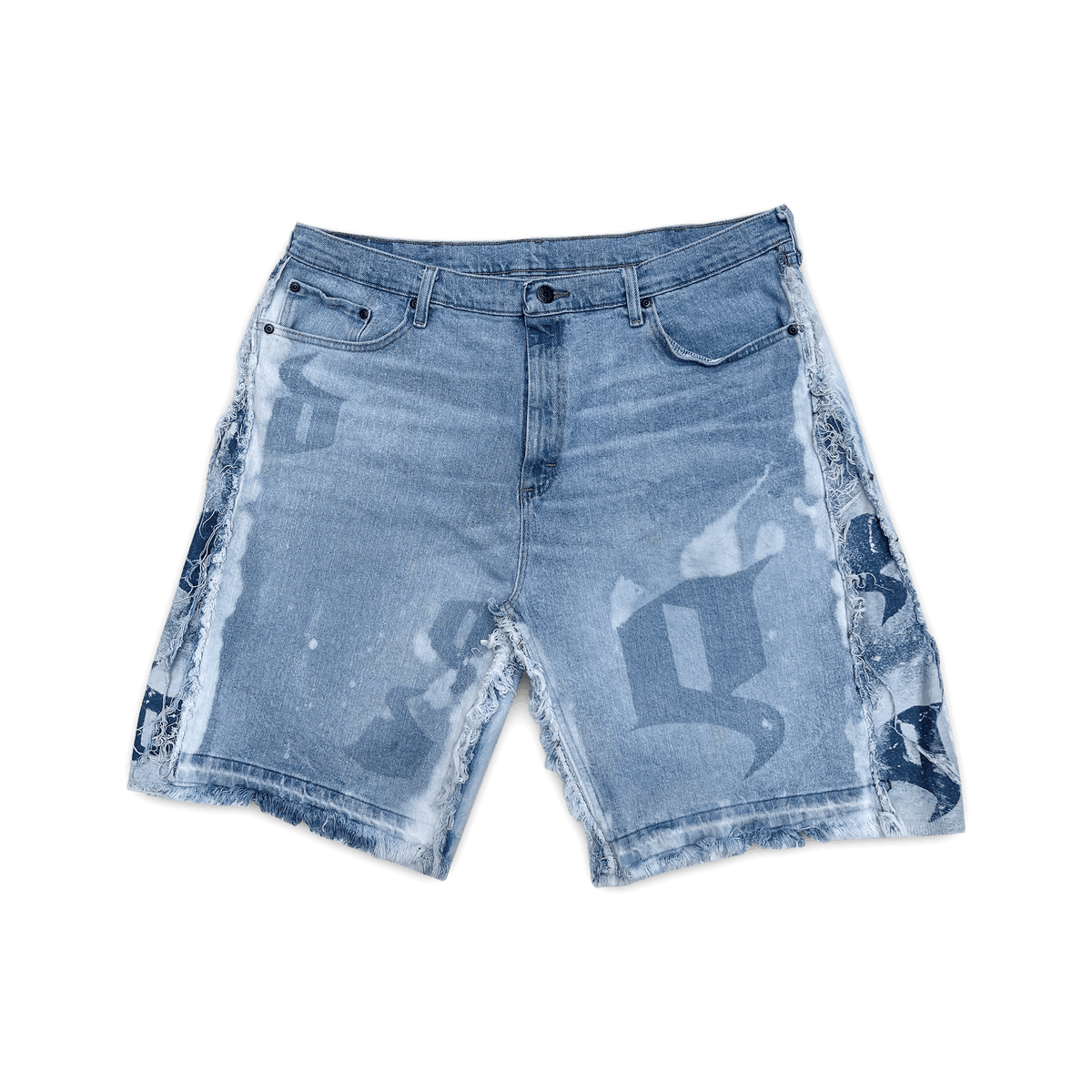 "Bleached Indigo" Baggy Flared Jorts image 0
