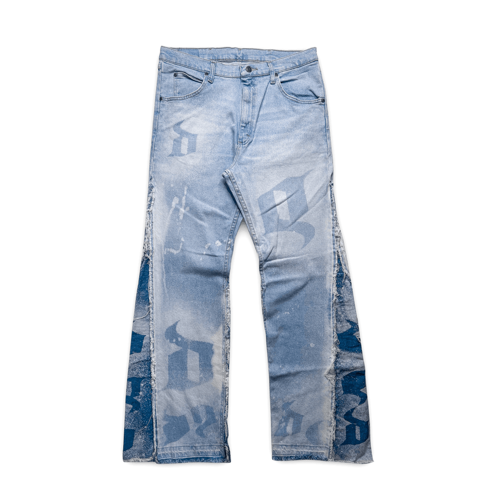 "Light Bleached Indigo" Wide-Leg Flared Jeans image 0