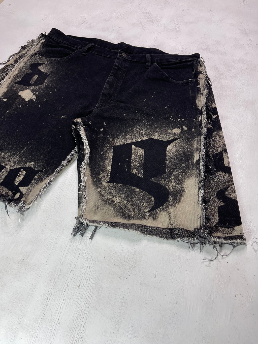 "Noir Renegade" Baggy Flared Jorts image 3