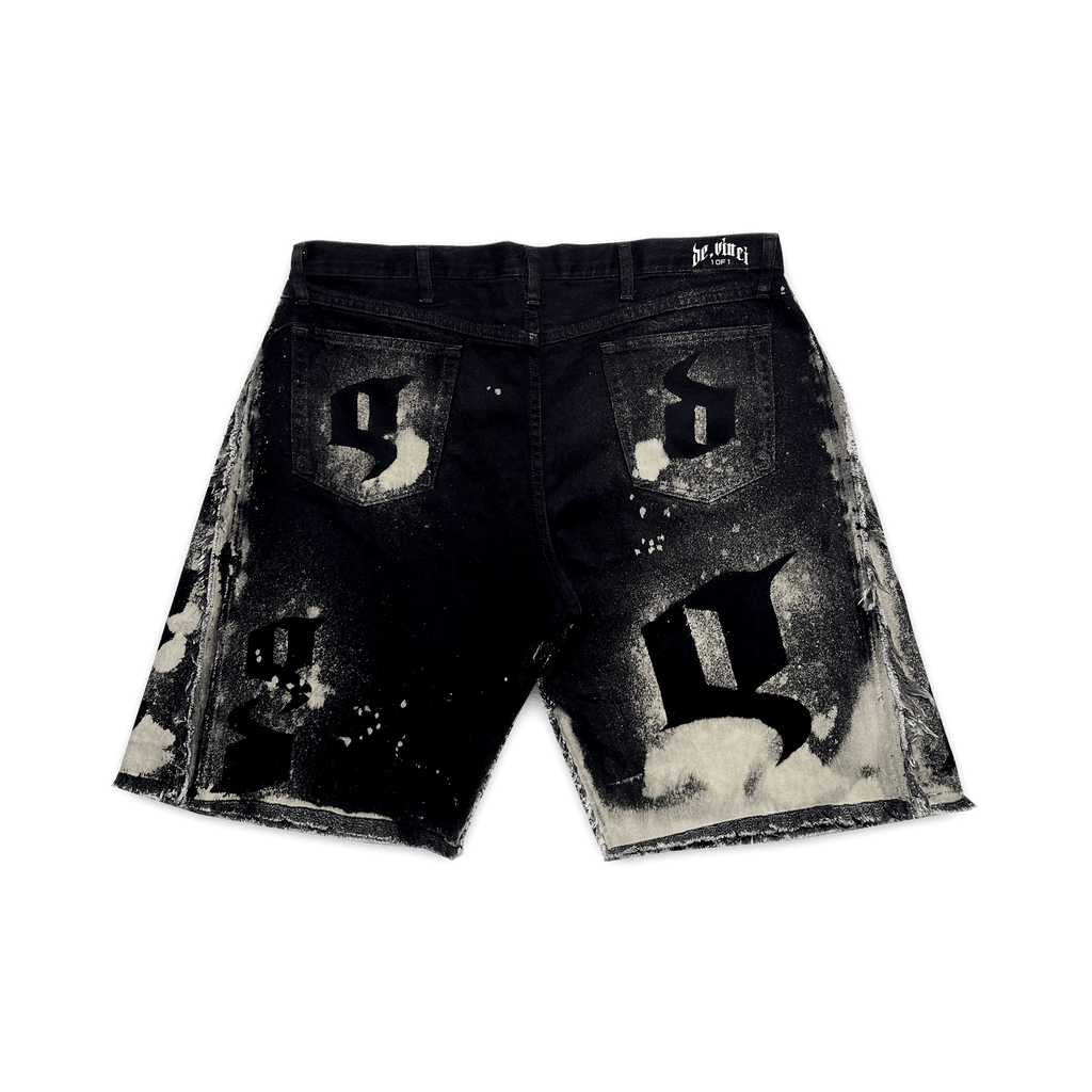 "Noir Renegade" Baggy Flared Jorts image 1