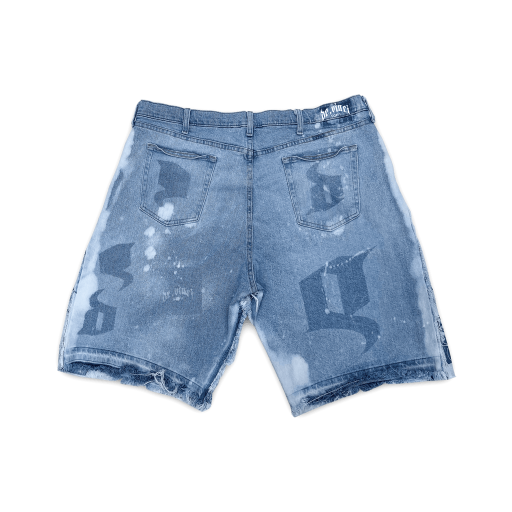 "Bleached Indigo" Baggy Flared Jorts image 1