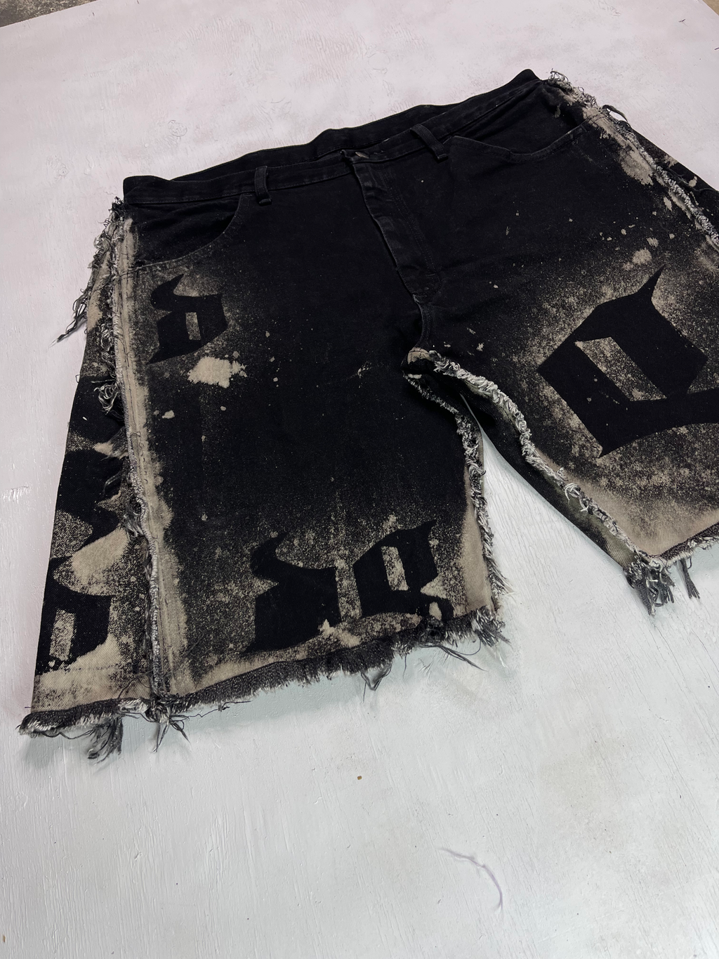 "Noir Renegade" Baggy Flared Jorts image 2