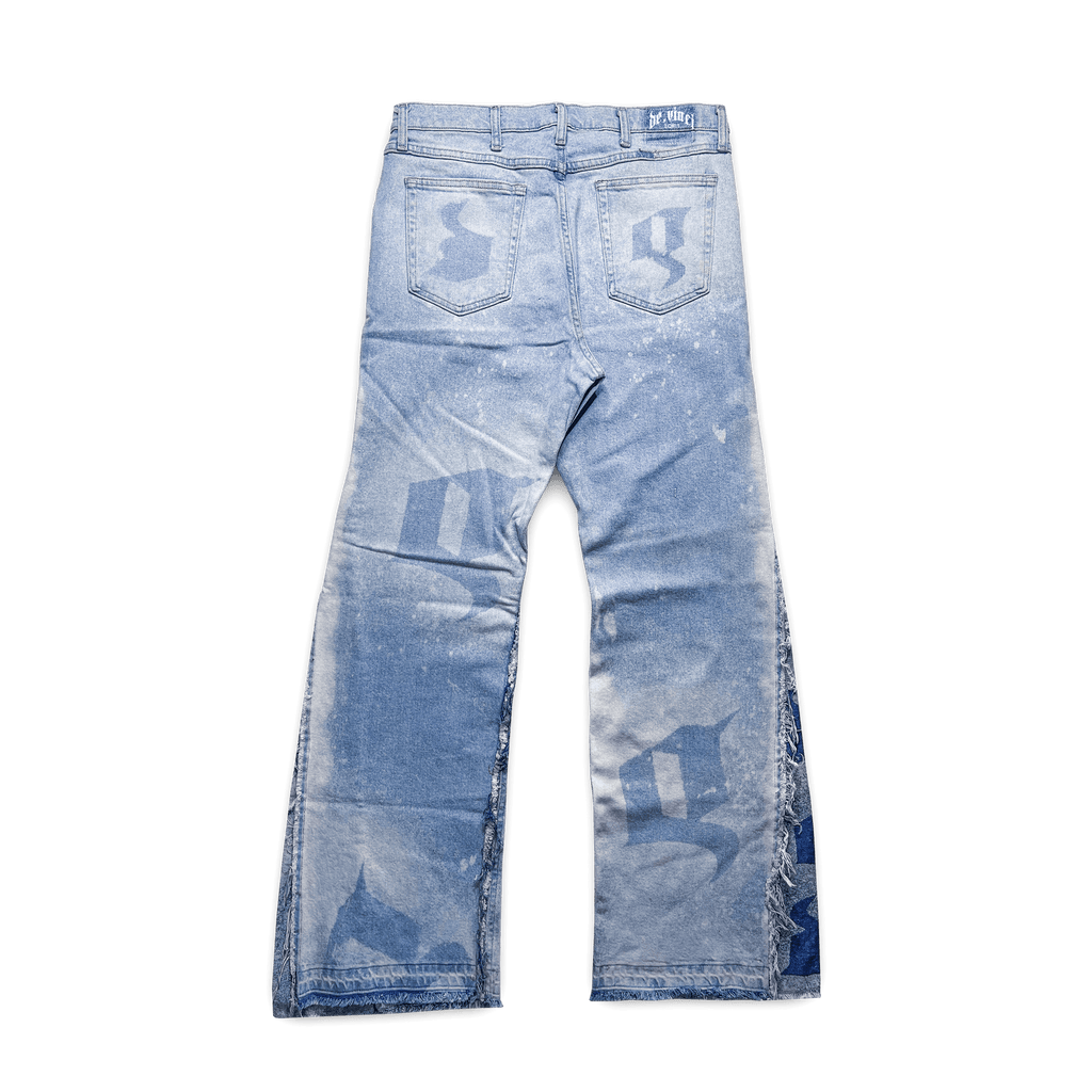 "Light Bleached Indigo" Wide-Leg Flared Jeans image 1